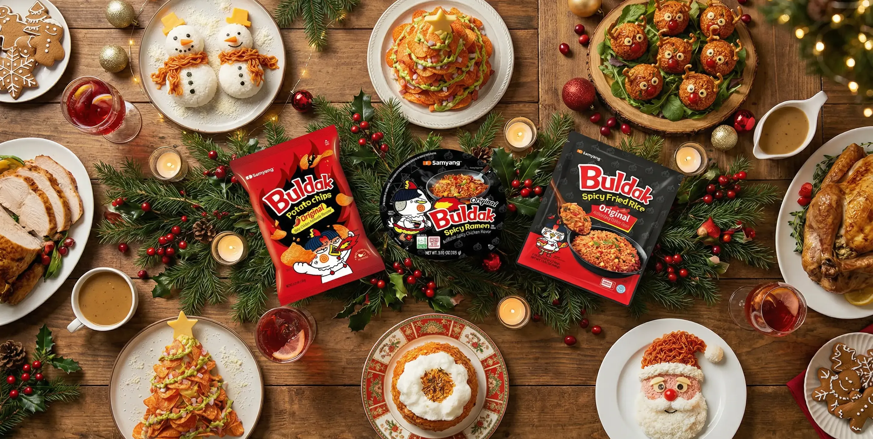 5 Fun Christmas food decoration Ideas with Buldak!