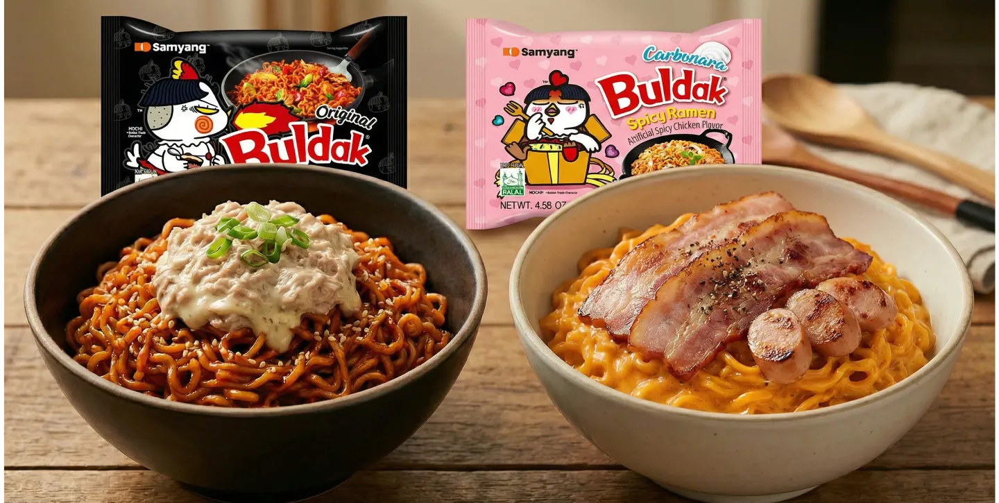 What Is the Best Food Match for Buldak Ramen and Buldak Carbonara?