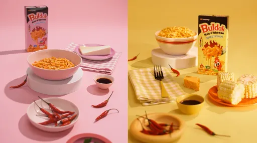 All About Buldak Mac and Cheese — Sweet Corn & Carbonara 